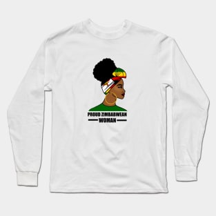 Proud Zimbabwean Woman, Zimbabwe Flag African Long Sleeve T-Shirt
